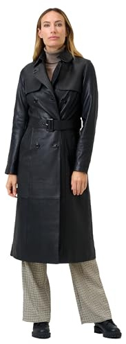 RICANO Damen Leder Trenchcoat Darcy – Eleganz in jeder Faser (DE/NL/SE/PL, Alphanumerisch, L, Regular, Regular, schwarz)