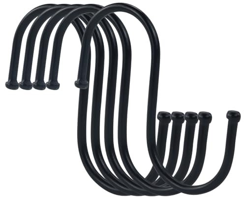 JRSHIRLEYLTD Ganci a forma di S, ganci da appendere, ganci neri, ganci in acciaio inox, da appendere, per bagno, camera da letto, ufficio e cucina (7,6 cm), 26 pezzi