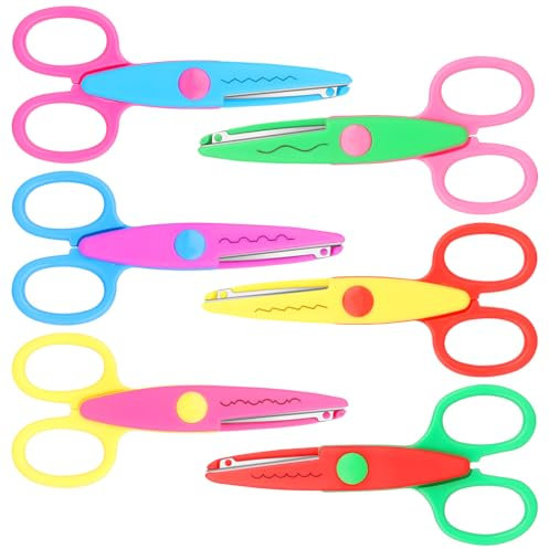 Kinder-Bastelscheren, 6-teiliges Set, bunt und sicher, verschiedene Designs, sicher für Kinder, Zig