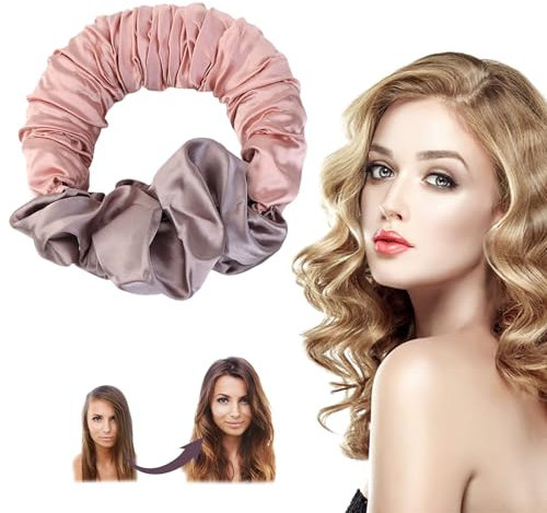 Heatless Curls Satin Scrunchies Rosa Hair Scrunchies Locken Ohne Hitze Dutt Locken Über Nacht Ohne Hitze Hair Curler Overnight für Mittleres und Langes Haar