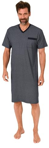 Normann Herren Kurzarm Nachthemd im edlen Minimal-Print - auch in Übergrößen, Farbe:Marine, Größe:52-54