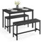 VASAGLE Dining Table with 2 Benches, 3 Piece Set, Kitchen Table of 70 x 110 x 75 cm, 2 Benches of 30 x 97 x 50 cm Each, Steel Frame, Charcoal Grey and Ink Black KDT070B10
