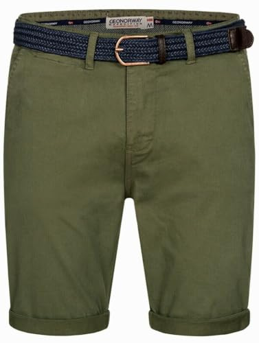 Geographical Norway Chino Shorts Kurze Hose Bermuda Knielang Stoff bequem mit Gürtel Short
