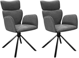 byLIVING Esszimmerstuhl 2er-Set Seattle, 360° drehbar, Webstoff anthrazit | Metallgestell schwarz matt, Esszimmerstuhl, B 65, H 93, T 65 cm