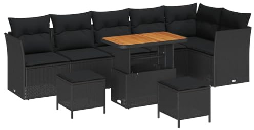 vidaXL 3-Sitzer Modularer Garten-Sofa-Set mit Kissen, schwarz, aus Poly-Rattan, Stahlrahmen, wetterfest, bequemes Outdoor-Möbel für die Terrasse, Patio, Lounge im Sommer, modern