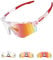 Winyoher Fahrradbrille Damen Selbsttönend,Photochrom Sport Sonnenbrille Schnelle Brille Herren, UV400 Laufbrille Für Radfahren, Beachvolleyball - Rot