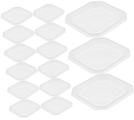 HANABASS 50 Pièces Coupelles Rectangulaires Plastique Transparent pour Pots de Fleurs Saucers Idéaux pour Plantes Drainage Surfaces Support Stable pour Petits Pots Carrés Accessoires de