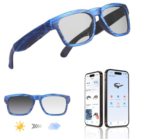 OHO AI Smart Glasses, Photochromic Z87.1 Open‑Ear Bluetooth Sunglasses