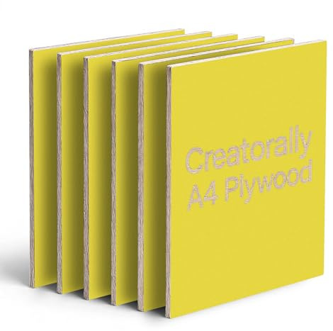 Creatorally Farbige Sperrholz 3mm, Laser Material Sperrholzplatte 29.7x21 cm 6 Stück, Linde Holz A4 für Lasercut Schneiden und Gravieren, Holzplatte zum DIY Brandmalerei (Gelb)