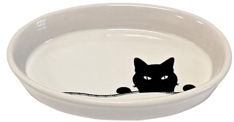 Nobby Katzen Keramik Schale oval Wilson beige 17 X 11 X 2,5 cm, 120 ml