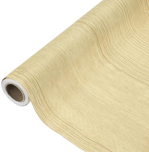 sourcing map Papier contact grain de bois 60 x 299,7 cm – Papier peint autocollant imperméable pour comptoirs de cuisine, comptoir, armoire, salle de bain, jaune