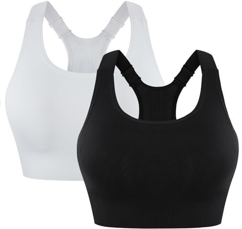 Leversic Sport-BH Damen Verstellbare Träger Starker Halt Ringerrücken | Atmungsaktiv & gepolstert, mit Sport-Ringerrücken, Ideal für Laufen Fitness Gym und Training
