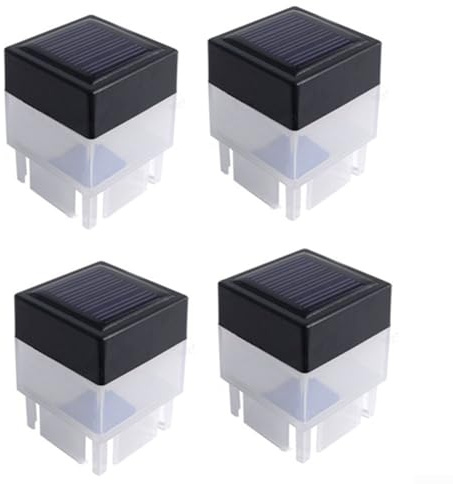 Solar-Pfostenkappen-Lichter, 4 Stück, moderne LED-Außenbeleuchtung für Garten, Terrasse, Zaun, wasserdichte Wegeleuchten für Terrassendielen und Terrassen (warmes gelbes Licht)