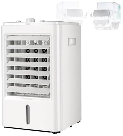 DzkZen Mini Climatiseur Portable pour Camping-Car, Refroidisseur éVaporatif avec TéLéCommande, 3 Vitesses De Ventilation Et Minuterie, Unité De Climatisation pour Camping-Car Et Camionnette 12V