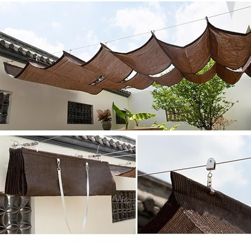 Vela Ombreggiante a Onda Retrattile, Giardino Vela Parasole A Onda Retrattile Scorrevole,Copertura Pergola A Baldacchino, Tenda Ombra con Ferramenta Patio Esterno(W3.2*L7m/W10.50*L22.96ft)