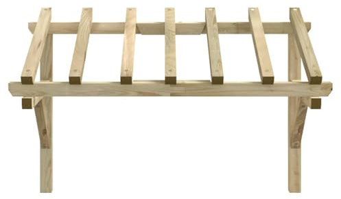 Marquesina para puerta de entrada, 200 x 100 x 100 cm, madera de pino | Madera maciza impregnada, resistente al moho, grosor 6 x 4 cm, montaje sobre puertas y ventanas