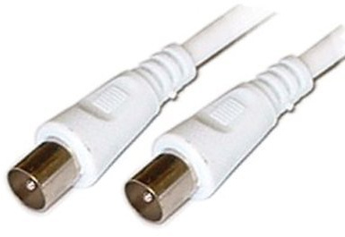 Aptii Coaxial TV Aerial Cable Plug to Plug Fly Lead White 2m