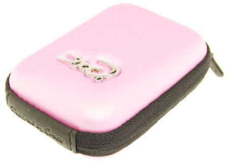 Croco® Shock Proof Water Resistant Digital Camera Case Bag - Multiple Colour (for Canon, Fuji, Sony, Panasonic Lumix, Samsung, Nikon, Pentax, Kodak, Olympus & More [Internal size 115 x 80 x 30mm MEDIUM] - Pink/Black