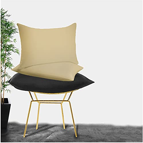 GC GAVENO CAVAILIA Super Soft Pillow Cases 2 Pack - Anti Allergic & Breathable Polycotton Pillow Covers with Envelop Closure - Washable Standard Pillowcases (50x75cm) - Natural