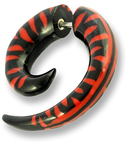 ISLAND PIERCINGS 1 Paar ! Fake Piercing Ohrringe Spiralen GESCHRAUBT Handarbeit Horn F113