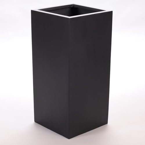 Pflanzkübel, Blumenkübel Fiberglas säule 38x38x80cm elegant schwarz-matt.