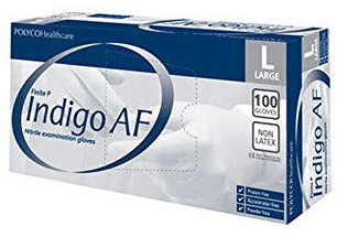 Bodyguards Polyco MFNP100/03 Finite P Indigo AF Nitrile Disposable Gloves, Large/9, Indigo