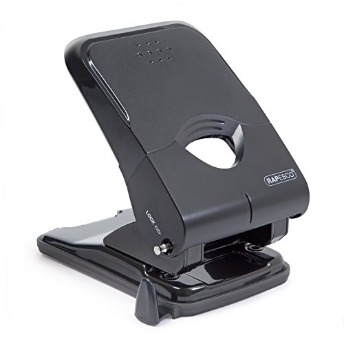 Rapesco 1233 X5-50ps Perforadora de 2 Agujeros Menos Esfuerzo, Capacidad 50 Hojas, Negro