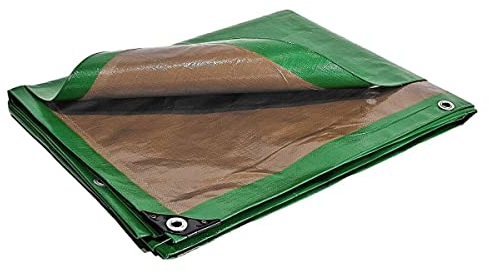 TECPLAST Bâche de Protection 6x10 m HQ250MU Verte et Marron - Haute Performance - Bâche étanche - Résistance Anti-UV
