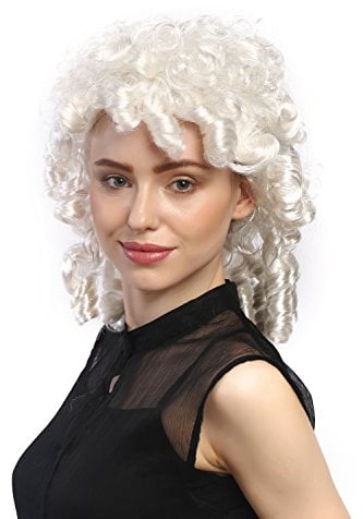 WIG ME UP - 90901-ZA68 Perücke Damen Karneval Fasching Barock historisch Weiß Korkenzieher Locken Spirallocken Prinzessin Edelfrau