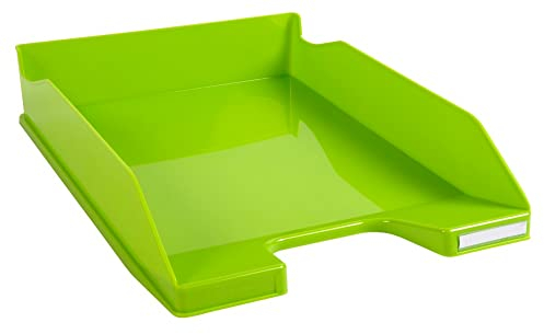 Exacompta 113225D Premium Briefablage Combo Midi DIN A4. Idealer Briefkorb für Ihre Organisation. Robuster und stapelbarer Ablagekorb lemongrün glänzend