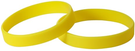 Plain Yellow Coloured Silicone Sports Arm Exercise Wristband Bracelets Rubber Wrist Bands Party Accessories For Men Women Boys Girls (Pack of 2)