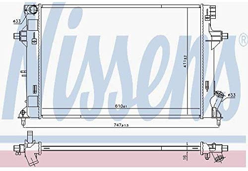 NISSENS Kühler Motorkühlung Kühler Wasserkühler Motorkühler Netzbreite 398mm Netzlänge 610mm Netztiefe 16mm 606552