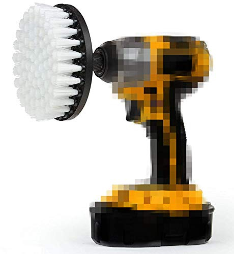 DUOSHIDA Brosse pour perceuse à poils doux blancs de 12,7 cm – Nettoyage du bac en fibre de verre, rembourrage en microfibre, tapis de voiture, siège de bateau avec tige à changement rapide