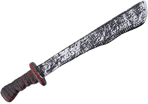 Kostüm Accessoires Zubehör langes Mittelalter Messer Schlachtmesser Machete, 40cm, Knife, perfekt für Halloween Karneval und Fasching, Silber