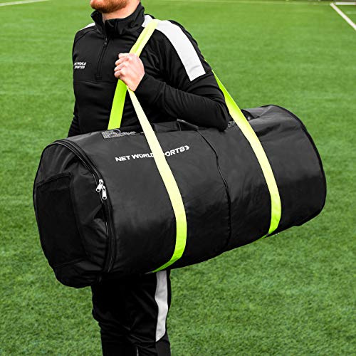 FORZA Football Net Carry Bag – Stores 2 Full Size Football Goal Nets – Side Pockets for Net Accessories Black
