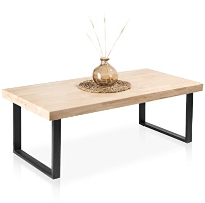 Adec Group duehome | Natural, Mesa de Centro, Mesita de Comedor, Color Roble Salvaje y Negro, Medidas: 60 cm (Ancho) x 120 cm (Largo) 43,5 cm (Alto)