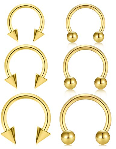 Longita 6 Stück 16G Septum Piercing Nasenpiercing Chirurgenstahl Helix Tragus Knorpel Piercings Ohr Lippe Hufeisen Ring Köperschmuck Innen 8-12mm
