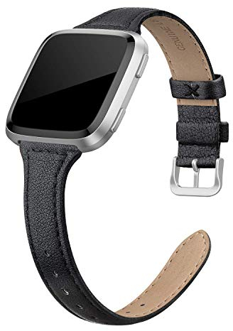 EDIMENS Echtlederarmband kompatibel mit Fitbit Versa 2/Fitbit Versa Lite & SE/Fitbit Versa, schlankes Ersatzarmband aus Leder für Versa Frauen Männer