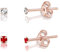 Set di Orecchini Argento 925 Placcati Oro Rosa - Orecchini Punto Luce Oro con Brillantini di Cristallo - Orecchini Oro Rosa - Orecchini Oro Piccoli - Orecchini Lobo Donna - Orecchini Diamante e Rossi
