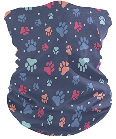 Süße Pfote Mops Hund Fußabdruck Gesichtsmaske Schlauchtuch Kopftuch Stirnband Bandanas Kopfbedeckung Halstuch Gesichtsschal Für Männer Frauen Den Sport