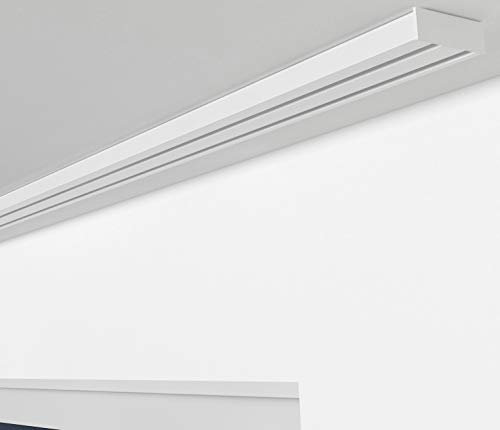 ALOHA Gardinenschiene aus Aluminium Vorhangschienen, Deckenbefestigung 1, 2, 3, 4, 5 -läufig für Schiebevorhänge, Vorhänge (RIO / 2-läufig / 600cm / nur Gardinenschiene/Weiß)