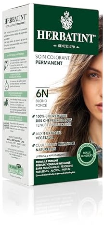 Herbatint Soin Colorant Permanent Cheveux 6N Blond Foncé - 150 ml, sans Ammoniaque, 100% de Couverture des Cheveux Blancs, Testé Dermatologiquement pour Peaux Sensibles, avec 8 Extraits Végétaux Bio