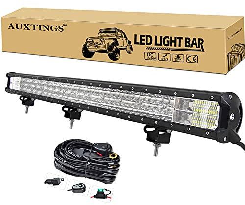 AUXTINGS 114 cm 45 Zoll 612W LED Lichtleiste Dreifachreihen Spot Flood Kombinationsstrahl Belege Off Road Beleuchtung Arbeits Leuchtturm mit Verdrahtung für LKW SUV ATV Bootsbeleuchtung