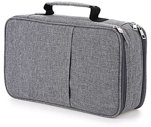 BSTKEY Pencil Case Wrap for Colored Pencils, Large Capacity 360 Slots Pencil Holder with Double Zipper Students School Office Pencil Pouch, Grey (No Pencils)