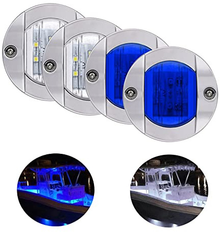 Bkinsety 4 pezzi 12V Wasserdicht Boot Licht LED Navigationslicht Hecklicht Ankerlicht für Boot Marine Yacht (Blau+Weiß)