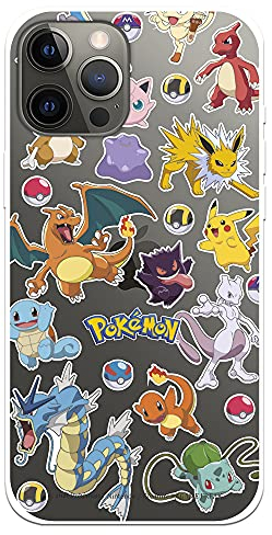 LA CASA DE LAS CARCASAS Schutzhülle für iPhone 12 Pro Max - Pokémon Sticker und Pokéball - Silikon - Robuster Schutz und leichtes Gewicht