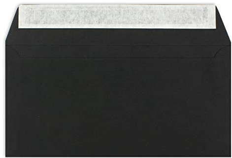 100 DIN Lang Brief-Umschläge Schwarz - 11 x 22 cm - 120 g/m² Haftklebung Standard Brief-Kuverts für Taufe & Einladungen von Ihrem Glüxx-Agent