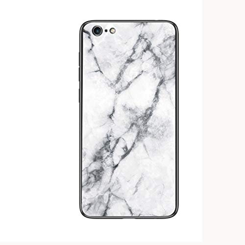 Huzhide iPhone SE 2022 Phone Case, for iPhone SE3 / SE2 / 8/7 Case, Marble Pattern Design Ultra-Thin Anti-Scratch Tempered Glass Cover Slim Silicone Bumper Shockproof Protective Case, White Marble