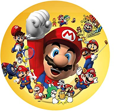 Tortenaufleger Super Mario, rund 20cm Fondantpapier PREMIUM