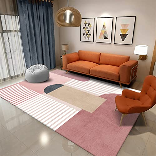 Teppich Auslegware Wohnzimmerteppich Kurzflor Moderner Teppich In Rosa Mit Niedrigem Flor, Schmutzabweisend, Wohnzimmer, Esszimmer, Dekoration, Bequem Und Verschleißfest 170X240CM Balkon Outdoor Teppi